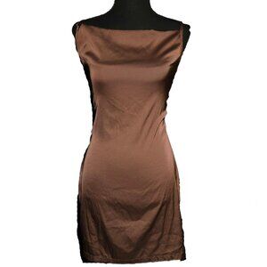 SHEIN Brown Satin Slip Dress, Size Small